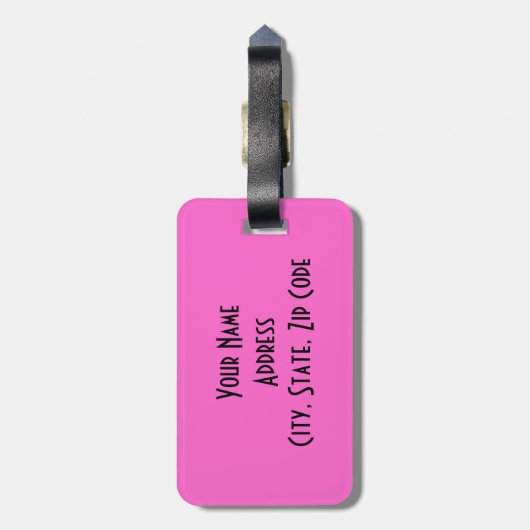 Gepersonaliseerd roze en zwart Bagagelabel (Achterkant verticaal)