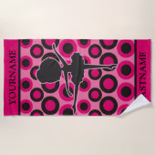 Gepersonaliseerd Roze en Zwart Ballet Kinder Strandlaken (Voorkant)