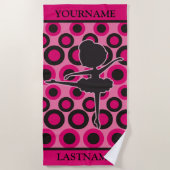 Gepersonaliseerd Roze en Zwart Ballet Kinder Strandlaken (Voorkant)