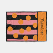 Gepersonaliseerd roze en zwart gestreepte fleece d (Voorkant (Horizontaal))