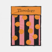 Gepersonaliseerd roze en zwart gestreepte fleece d (Voorkant)