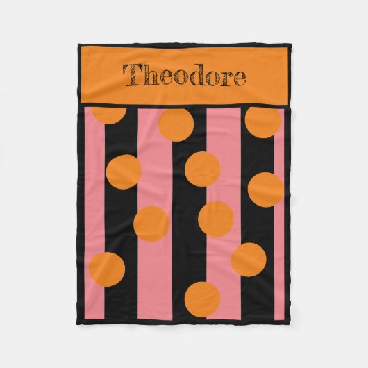 Gepersonaliseerd roze en zwart gestreepte fleece d (Voorkant)