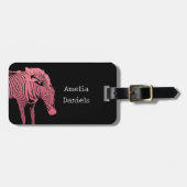 Gepersonaliseerd Roze en zwart Zebra Bagagelabel (Voorkant horizontaal)