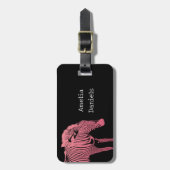 Gepersonaliseerd Roze en zwart Zebra Bagagelabel (Voorkant verticaal)