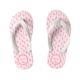 Gepersonaliseerd Roze Flamingo Patroon Kleine Prin Kinder Teenslippers