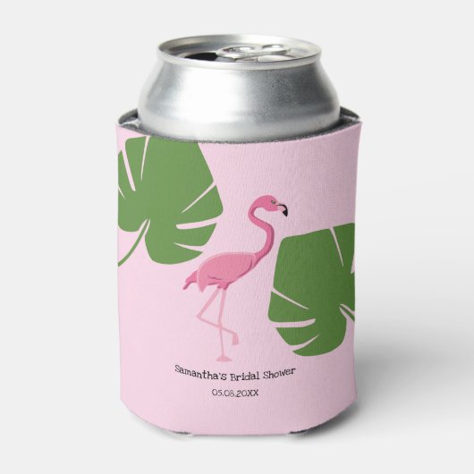 Gepersonaliseerd roze flamingo Tropisch Vrijgezell Blikjeskoeler (Blikje Voorkant)