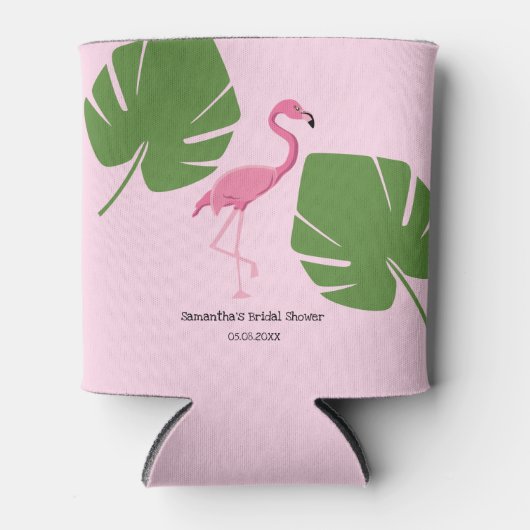 Gepersonaliseerd roze flamingo Tropisch Vrijgezell Blikjeskoeler (Voorkant)