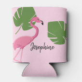Gepersonaliseerd roze flamingo Tropisch Vrijgezell Blikjeskoeler (Achterkant)