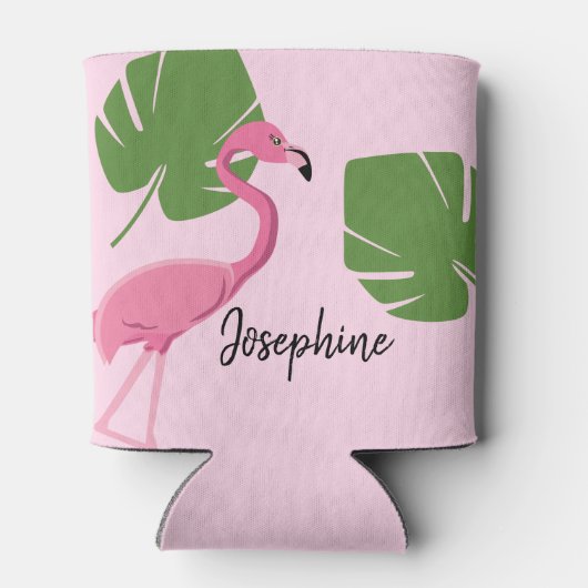 Gepersonaliseerd roze flamingo Tropisch Vrijgezell Blikjeskoeler (Achterkant)