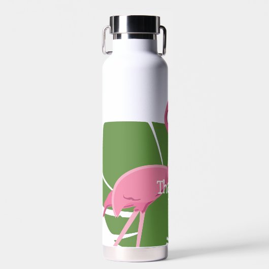 Gepersonaliseerd roze flamingo Tropisch Vrijgezell Waterfles (Voorkant)