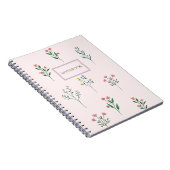 Gepersonaliseerd roze floral notitieboek (Rechterzijde)