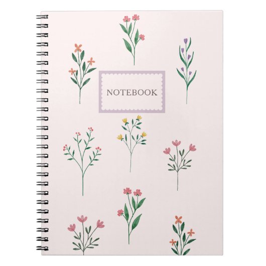 Gepersonaliseerd roze floral notitieboek (Voorkant)