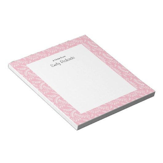 Gepersonaliseerd roze florale Notitieblok (Schuin)