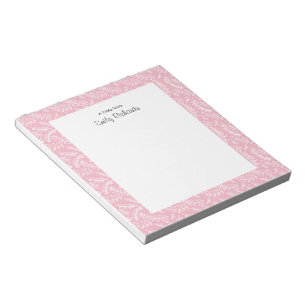 Gepersonaliseerd Roze florale Notitieblok met gere