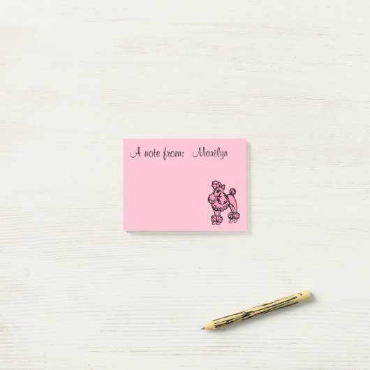 Gepersonaliseerd roze Franse poodle Post Het merkt Post-it® Notes (Op bureau)