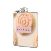 Gepersonaliseerd roze Frosted Cookie Patroon Heupfles (Links)