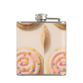 Gepersonaliseerd roze Frosted Cookie Patroon Heupfles (Achterkant)