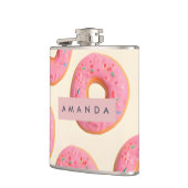 Gepersonaliseerd roze Frosted Donut patroon Heupfles (Links)