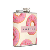 Gepersonaliseerd roze Frosted Donut patroon Heupfles (Rechts)