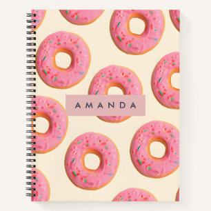 Gepersonaliseerd roze Frosted Donut patroon Notitieboek