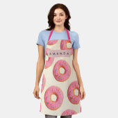 Gepersonaliseerd Roze Gebroken Donut Patroon Schort (Gedragen)