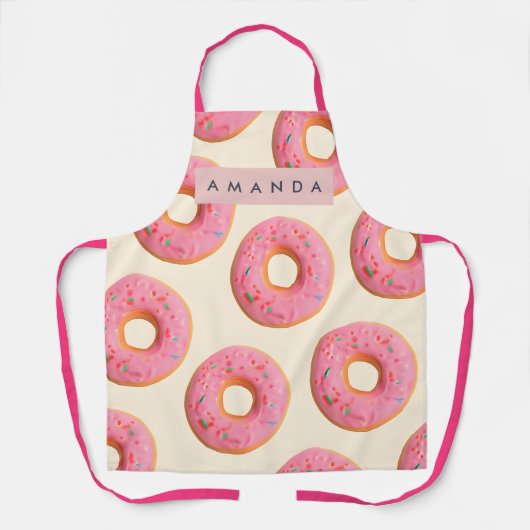 Gepersonaliseerd Roze Gebroken Donut Patroon Schort (Voorkant)