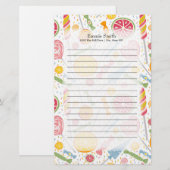 Gepersonaliseerd roze geel groen Snoep op wit Briefpapier (Voorkant / Achterkant)