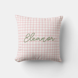 Gepersonaliseerd roze Gingham kussen | Gekke gans
