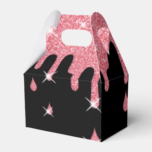 Gepersonaliseerd roze glitter-effect Bespaar op za Bedankdoosjes (Achterkant)