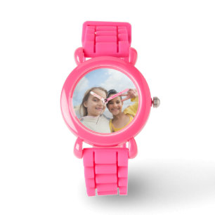 Gepersonaliseerd roze glitter horloge: aangepaste horloge