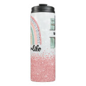 Gepersonaliseerd roze glitter-lerarenleven thermosbeker (Voorkant)
