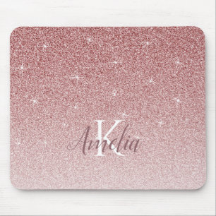 Gepersonaliseerd roze glitter monogram muismat