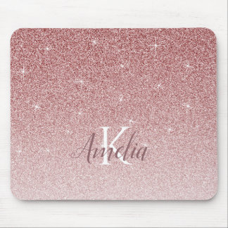 Gepersonaliseerd roze glitter monogram muismat