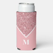 Gepersonaliseerd roze glitter monogram seltzer blikjeskoeler (Seltzer Achterkant)