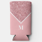 Gepersonaliseerd roze glitter monogram seltzer blikjeskoeler (Voorkant)