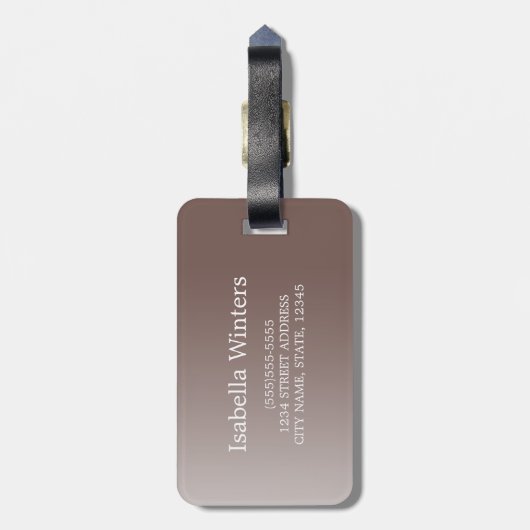 Gepersonaliseerd roze glitter Ombre Name Monogram Bagagelabel (Achterkant verticaal)