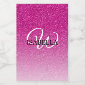 Gepersonaliseerd roze glitter Ombre Name Monogram Wijn Etiket (Enkel label)