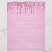Gepersonaliseerd Roze Glitter Papierwaren Met Glin (Achterkant)
