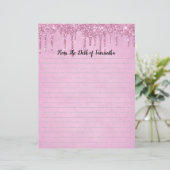 Gepersonaliseerd Roze Glitter Papierwaren Met Glin (Staand voorkant)