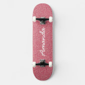 Gepersonaliseerd Roze Glitter skateboard (Voorkant)