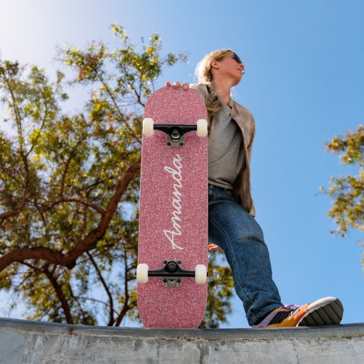 Gepersonaliseerd Roze Glitter skateboard (Buiten 1)