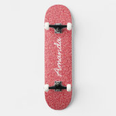 Gepersonaliseerd Roze Glitter skateboard (Voorkant)