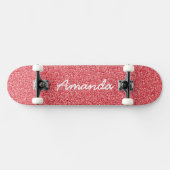 Gepersonaliseerd Roze Glitter skateboard (Horizontaal)