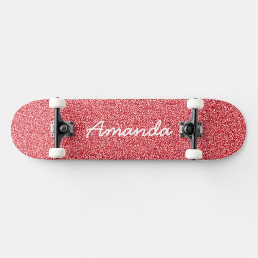 Gepersonaliseerd Roze Glitter skateboard (Horizontaal)