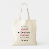Gepersonaliseerd roze GOD IS Christelijk ONTBREKEN Tote Bag (Achterkant)