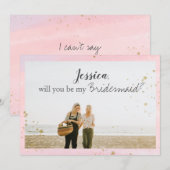 [Gepersonaliseerd] Roze Goud Bruidsmeisje Voorstel Feestdagenkaart (Voorkant / Achterkant)