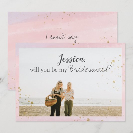 [Gepersonaliseerd] Roze Goud Bruidsmeisje Voorstel Feestdagenkaart (Voorkant / Achterkant)