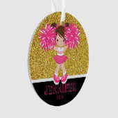 Gepersonaliseerd Roze & Goud Cheerleading Ornament (voorkant)