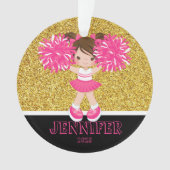 Gepersonaliseerd Roze & Goud Cheerleading Ornament (voorkant)