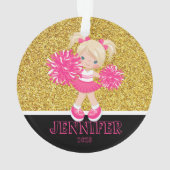 Gepersonaliseerd Roze & Goud Cheerleading Ornament (achterkant)